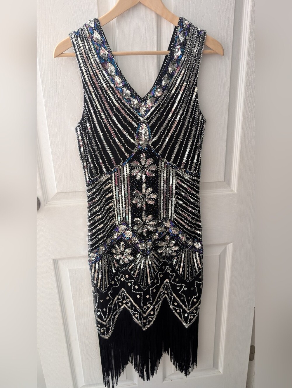 Roaring 20's Black Sequin Sheath Dress